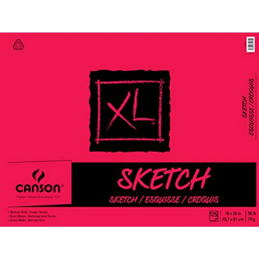 

XL Series Sketchbook, Foldover Pad, 18x24 inches, 125 Sheets 50lb/74g - Artist Paper for Adults and Students - Graphite, Charco