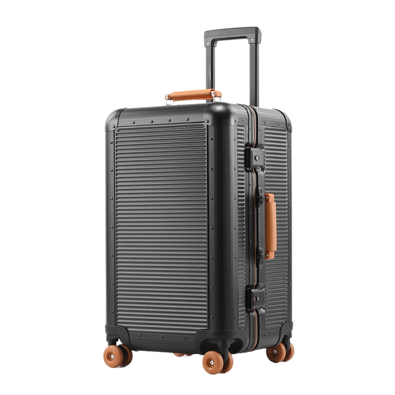 

20/24/28 inch New Aluminum Frame Travel Suitcase PC Material Rolling Luggage Retro Trolley Case With Wheels Carry on Luggage