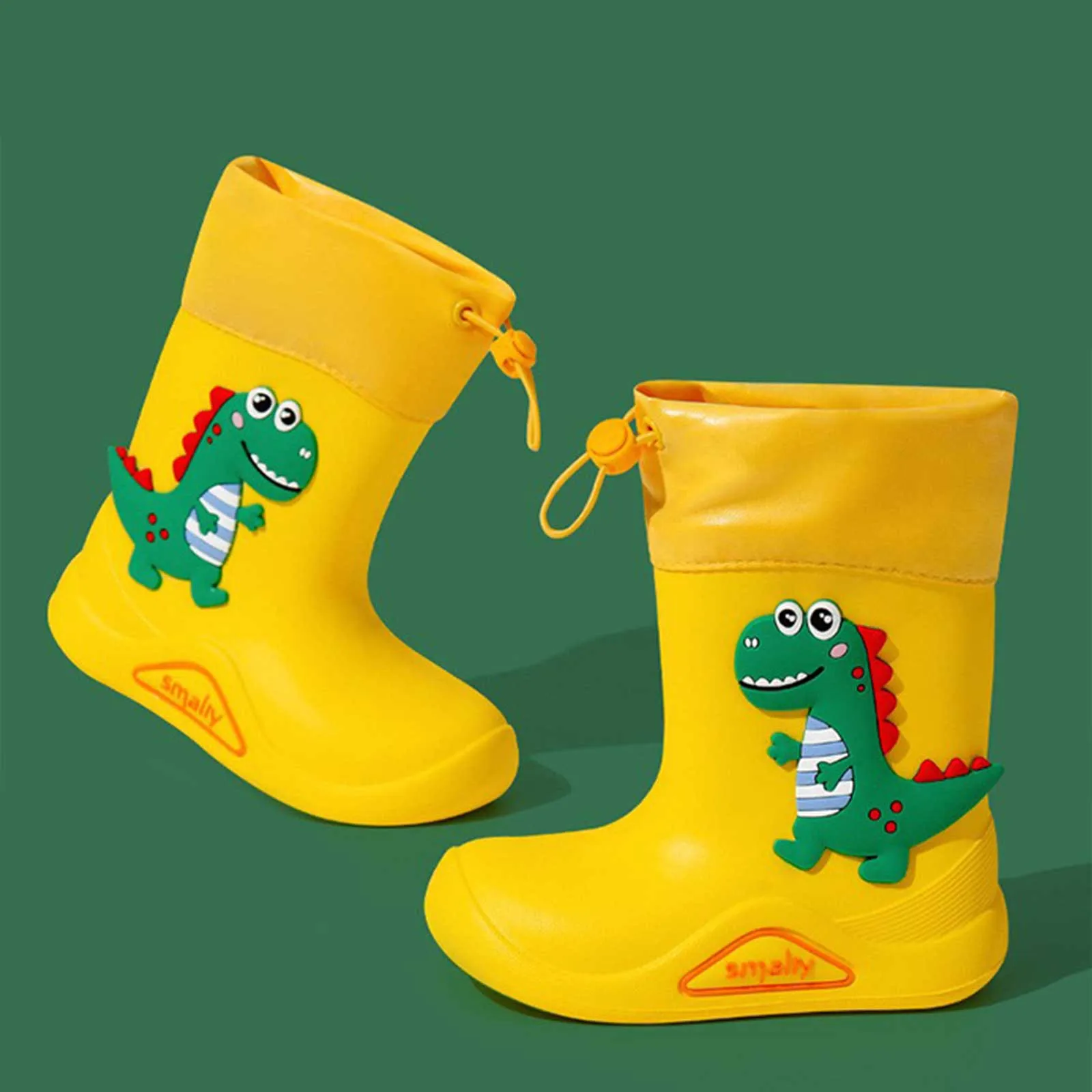 2024 Rain Boots For Children Non Slip Water Shoes Classic Cute Children Rainboots Side Cartoon Dinosaur Booties Kids Gifts