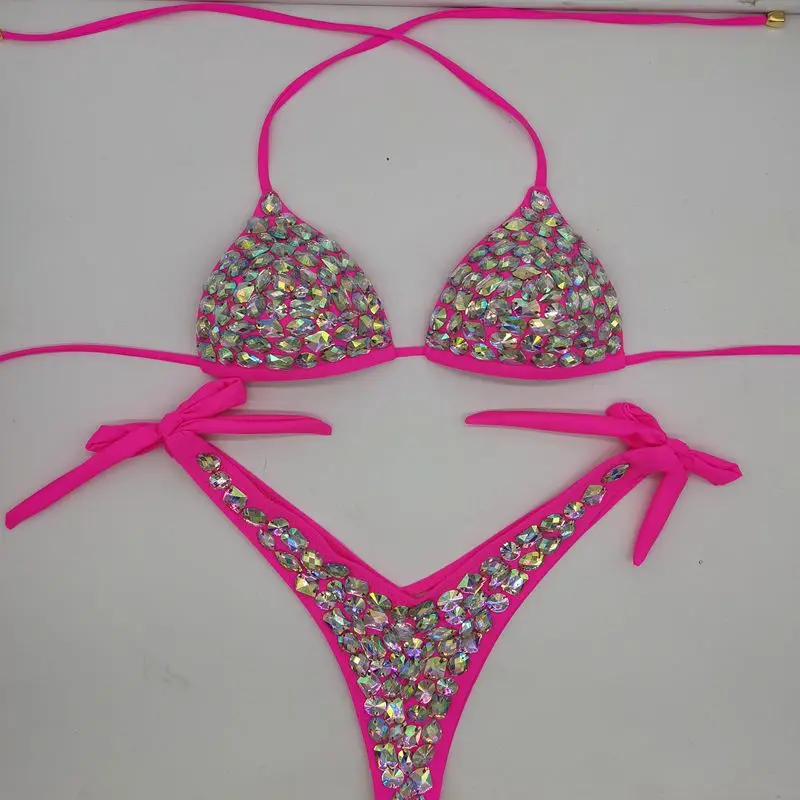 2026 Newest Crystal Bikini Swimwear Bar Bikini Fashion Bi kini Swimming Suit Bar Bik ini Top Diamond Bikini Handmade Bi kini Set view 3