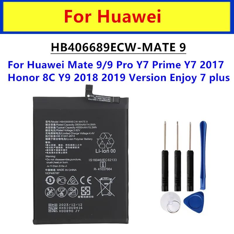 HB406689ECW 4000mAh Phone Battery For Huawei Mate 9 Mate9 Honor 8C Y7 Pro 2017 Prime Enjoy 7 Plus Y9 2018 Y9 2019 Replacemet