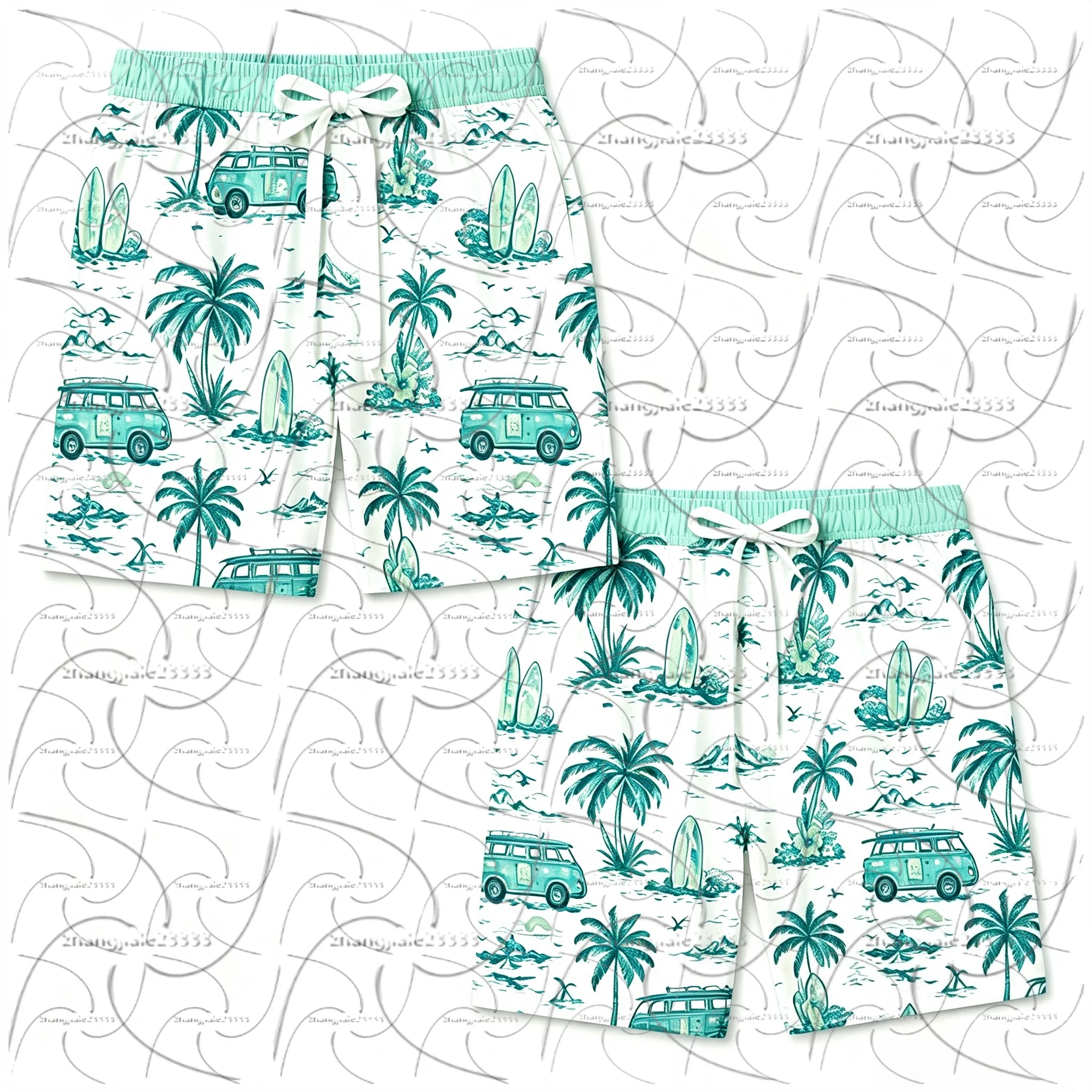 2026 Tropical Plant Print Fun Beach Party Swim Trunks for Men and Women - Popular Summer New Style Quick-Drying Beach Shorts