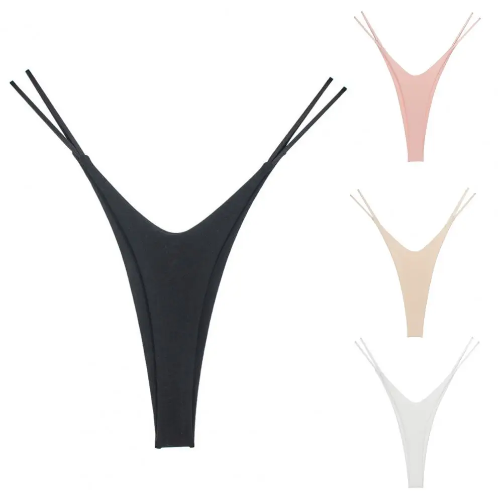 

Женские трусы-стринги, сексуальные трусы с низкой посадкой и эластичным поясом, однотонные женские трусики, сексуальные бикини с двойными бретелями, женское нижнее белье