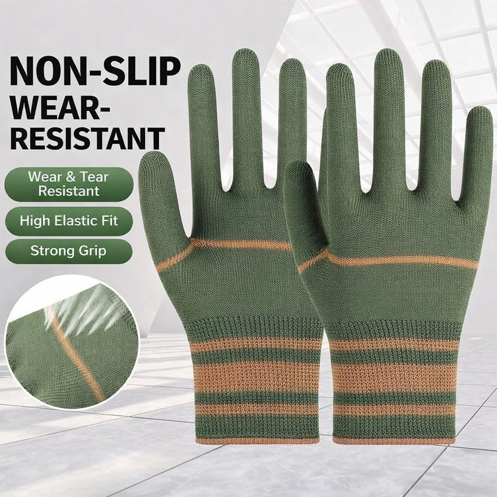10 Pairs Heavy-Duty Nylon Gloves, Multi-Purpose Elastic Wrist Hand Protection for Fishing & Camping, Durable & Machine Washable