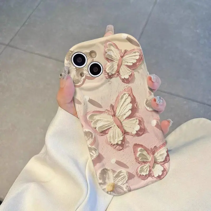 Pearl Butterfly Phone Case For Samsung Galaxy A54 A24 A33 A34 A73 5G A31 A32 A51 A52 A53 A71 A72 A30 A20 A50 A50S A30S Cover