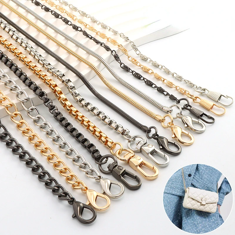 Stainless Steel Solid Metal Keel Link Bag Chain Bandage Accessories Handles Strap IP Gold Plated Silver Black Kpop DIY