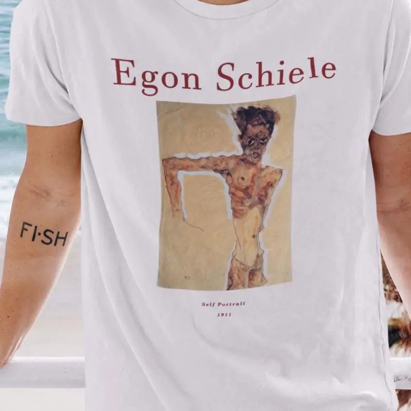 

Egon Schiele Self Portrait T shirt Art Premium Cotton