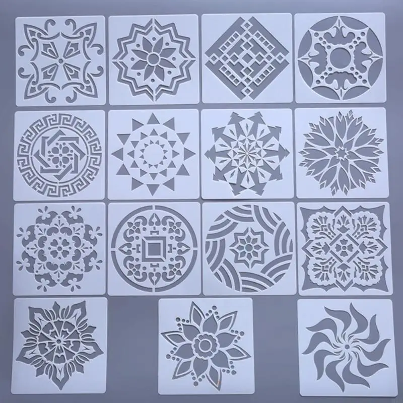 再利用可能なマンダラスステンシル耐久性ペット描画テンプレート芸術的な描画装飾のためのテンプレート