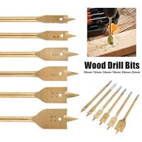 Spade Drill 6 Pcs Bit Set Paddle Flat Bits Hole Cutter Titanium Coating Carbon Steel Woodworking Tool 10/12/16/18/20/25mm