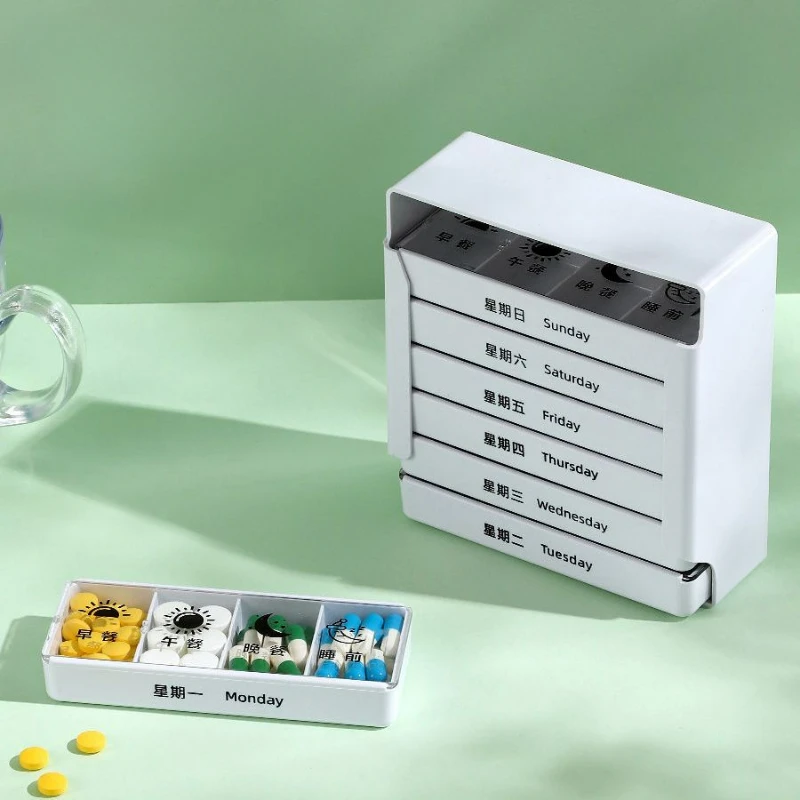 Medicine Box Morning Afternoon and Evening Large Capacity Medicine Box Dispenser Medicine Items Pill Elderly Seven Days A Week