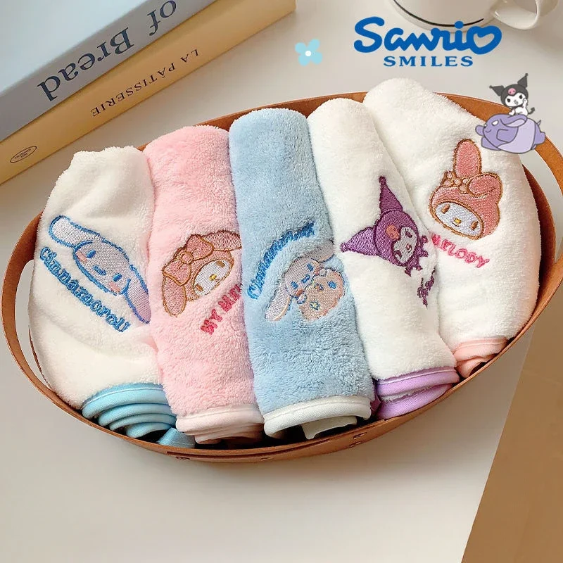 

5Pcs Cute Sanrio My Melody Kids Towels Kawaii Cartoon Kuromi Cinnamoroll Soft Baby Bath Towels Household Goods Children Gifts