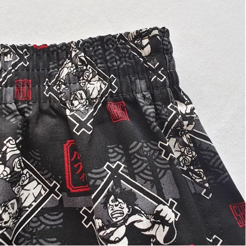 Men\'s Underwear Shorts Cotton Woven Animation Cartoon Loose Unisex Sleep Bottoms Beach Pants