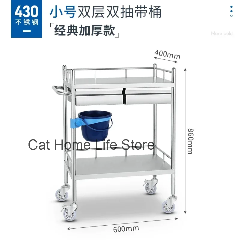 Stainless Utility Salon Trolley Medical Drawers Storage Tool Salon Trolley Tattoo Cart Carrito Auxiliar Salon Furniture BL50SF