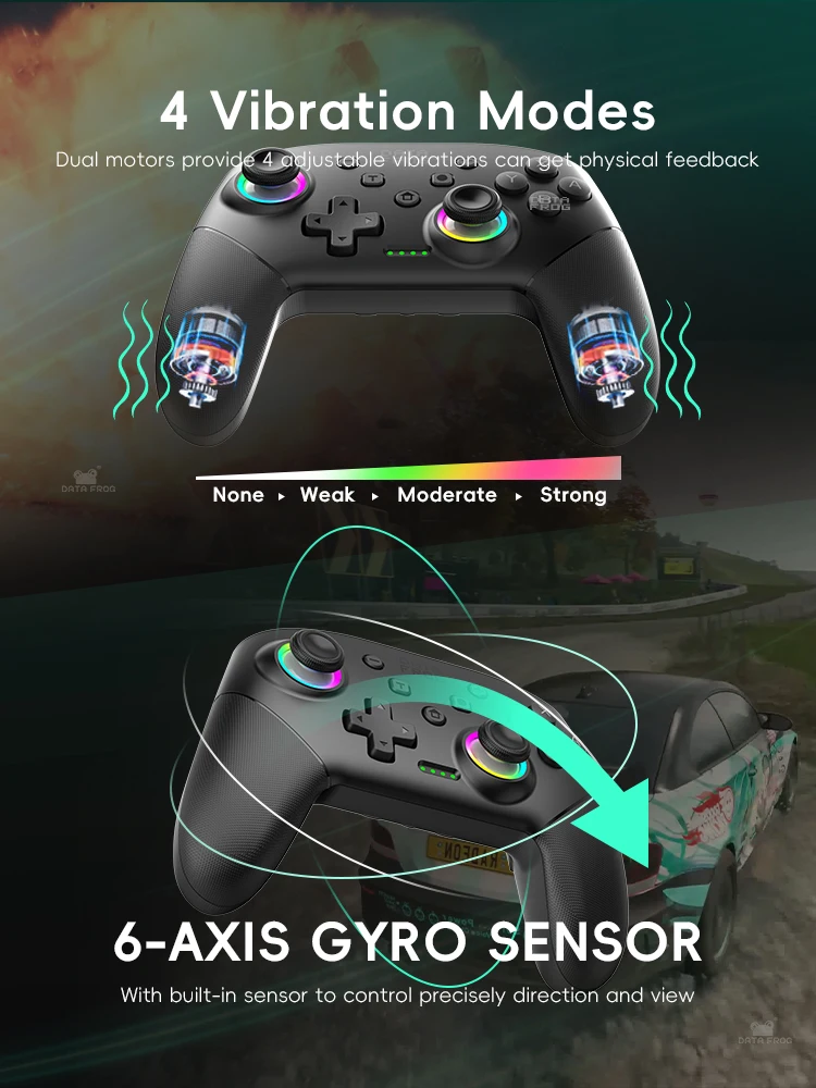 DATA FROG ワイヤレススイッチプロコントローラー Switch/Switch OLED プログラマブルジョイスティック PC ゲームパッド Switch 2 用