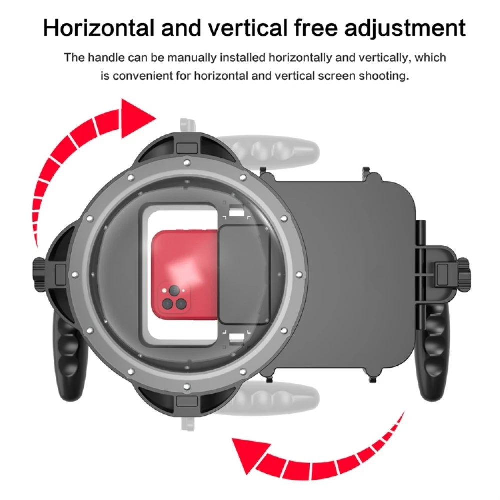 3m تحت الماء الهاتف الذكي دوران الغوص حالة المزدوج مقبض HD الكرة شكل مختومة غطاء اللمس الحساسة آيفون / أندرويد الهاتف