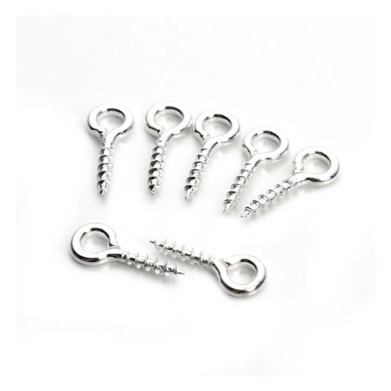 Sauvoo Mini Loops Screws Eye Pin Eyehook Bail Connector Top Drill Hook Loop Connector Fit DIY Top Drilled Jewelry Findings