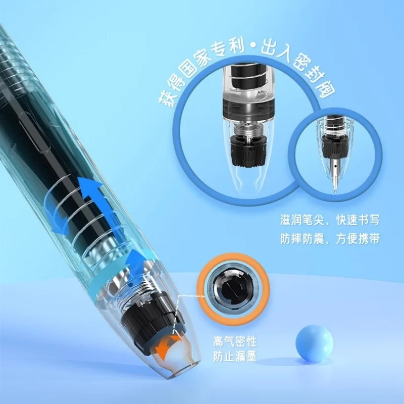 OASO K019 قلم حبر مختوم قابل للمسح وقابل للسحب 0.5 مم مجموعة أقلام كتابة لطلاب المدارس، مع 2 قطعة خراطيش حبر أزرق