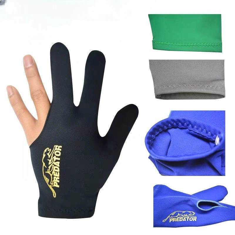 2023 Snooker Billiard Glove EmbroideryBillard Gloves Left Hand Three Finger Smooth Biliardo Guanti Accessories Fingerless Gloves