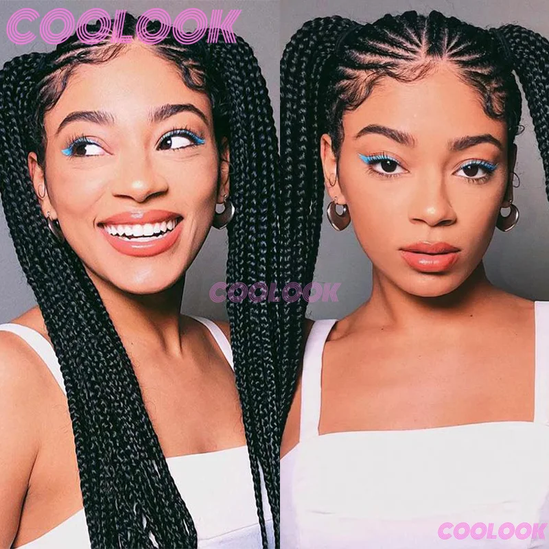 

Synthetic Cornrow Front Lace Wig Knotless Box Braided Wigs For Black Women Full Lace Front Wig Braid African Hair Braided Wig