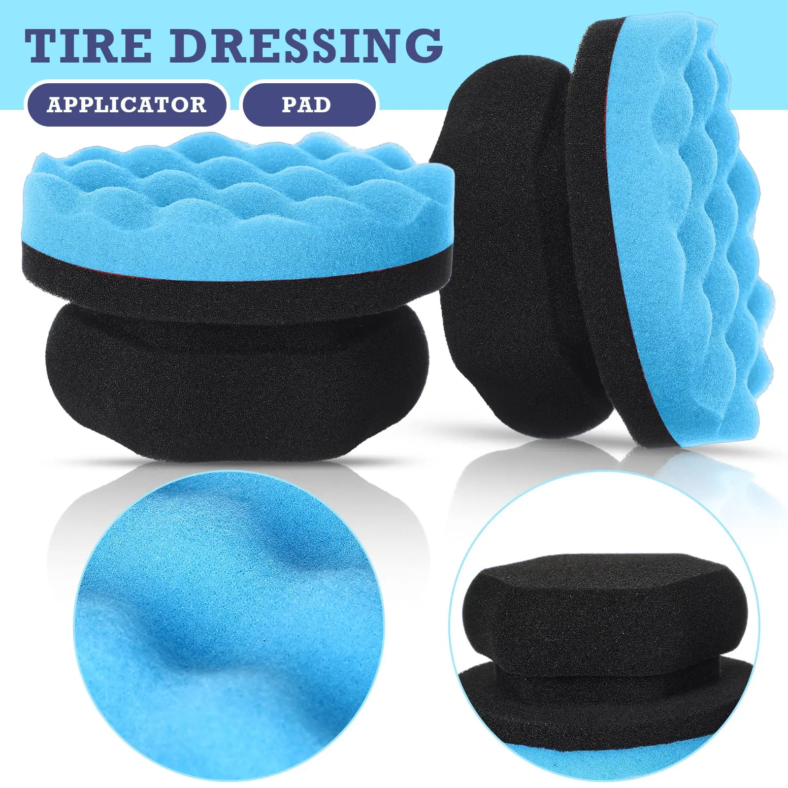 6 Pcs Tire Cleaner Sponge Tire Hex Grip Dressing Applicator Washable Tire Shine Applicator Dressing Pad 4.33 Inch Diameter