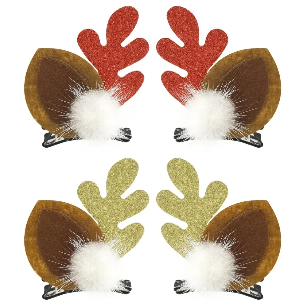 

Christmas Hair Clips – 2 Pcs Glitter Red & Green Bows for Girls & Women – Holiday Party Barrettes