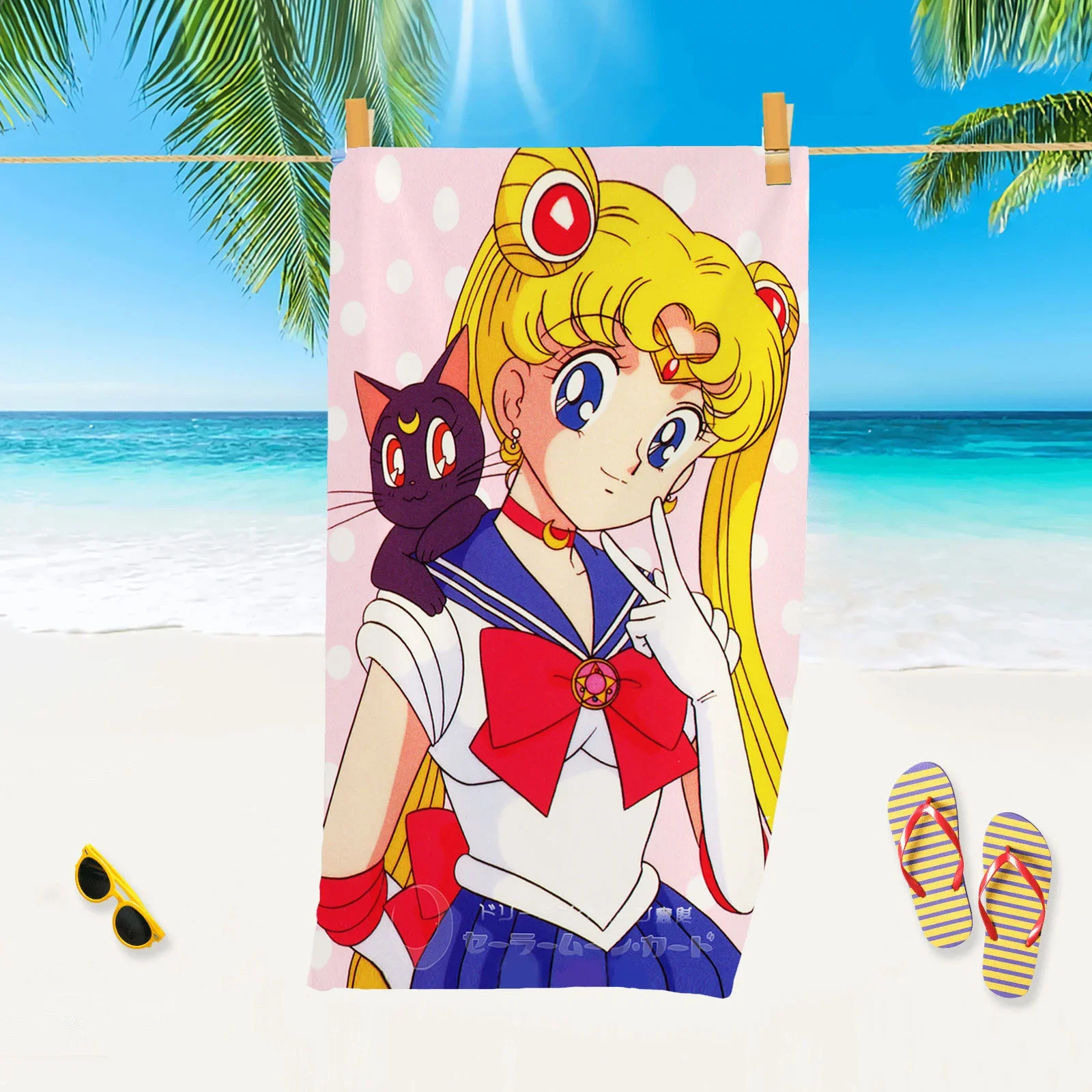 Toallas de baño Sailor Moon Princess Pretty Girl, toalla de microfibra para playa y natación, decoración para adultos y niños, regalo de 75x150cm