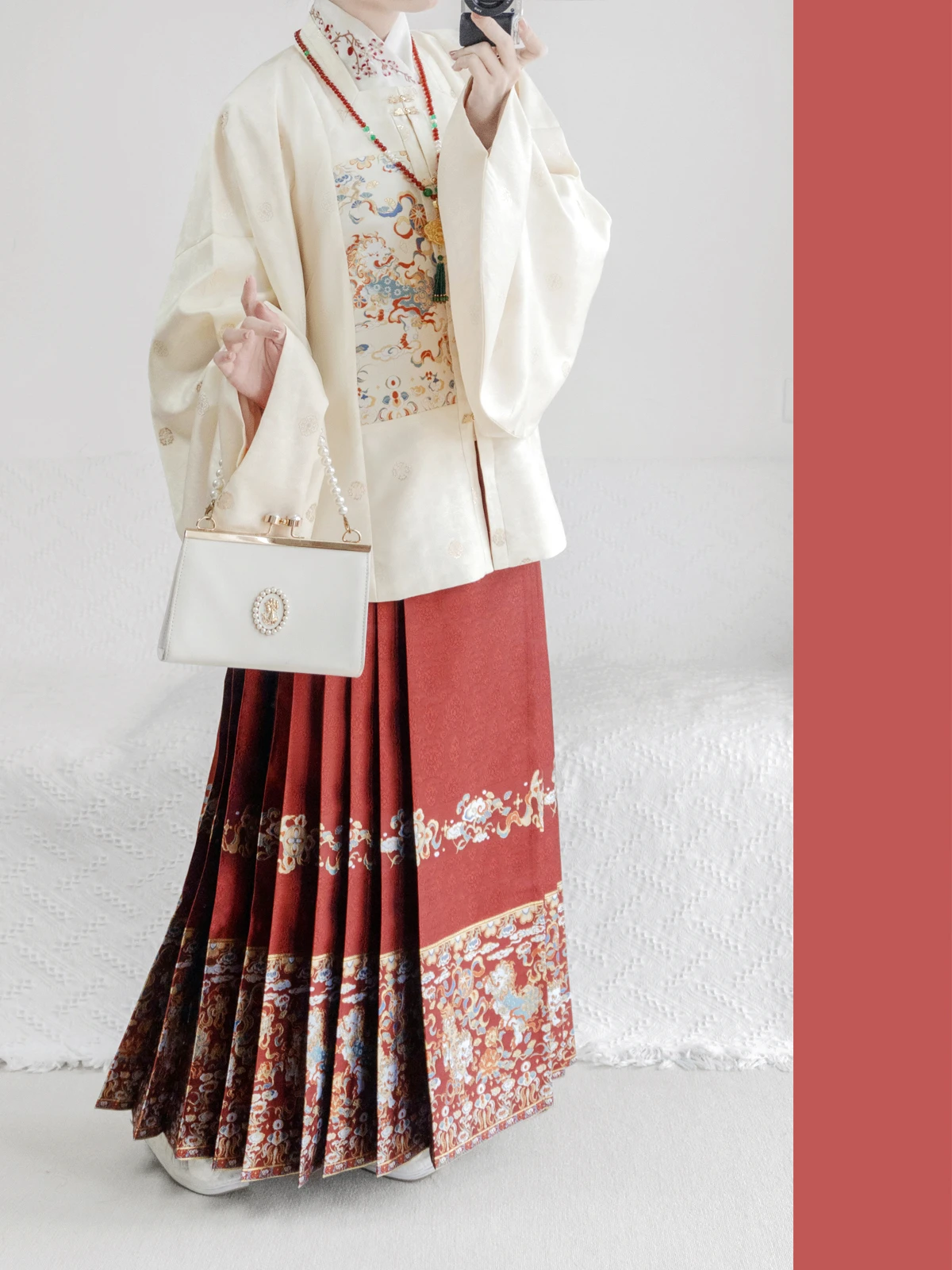 Robe de cheval en satin imitation fleur pour femme, ensemble original, jupe de maman chinoise Hanfu, Ming Made, maquillage quotidien, authentique