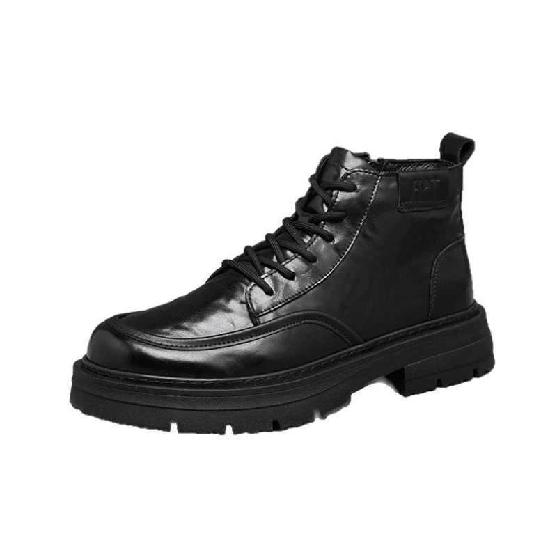 

Осень-зима Новые мужские ботинки на платформе Модные повседневные кожаные ботинки в стиле ретро Мужские низкие кружевные дизайнерские черные рабочие туфли Мужские