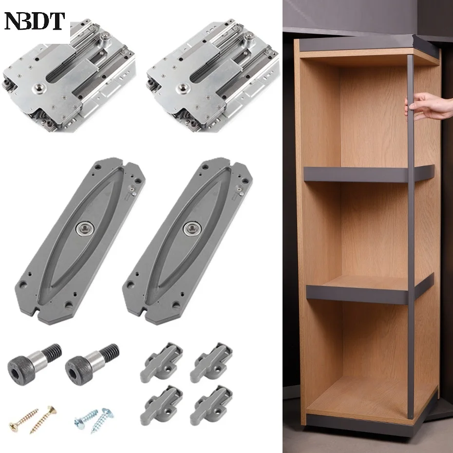 

1Set Square Cabinet 360 Degrees Swivelling Offset Pivot Dampered Hinge To Conceal Reveal Open End Shelf