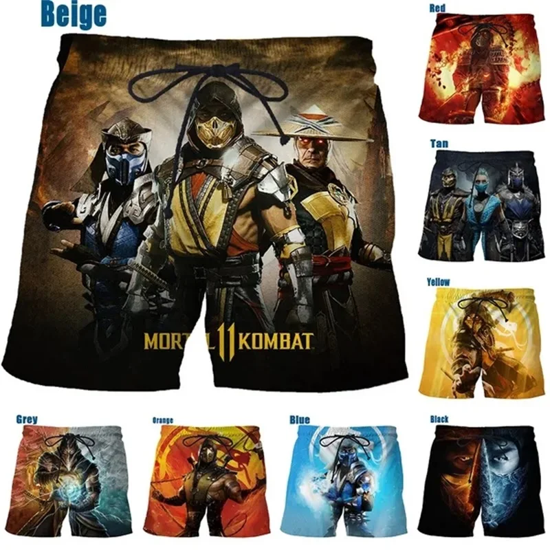 3D Printed Mortal Kombat Mens Beach Shorts Fighting Game Cool Graphics Shorts For Men Fashion Casual Harajuku Streetwear