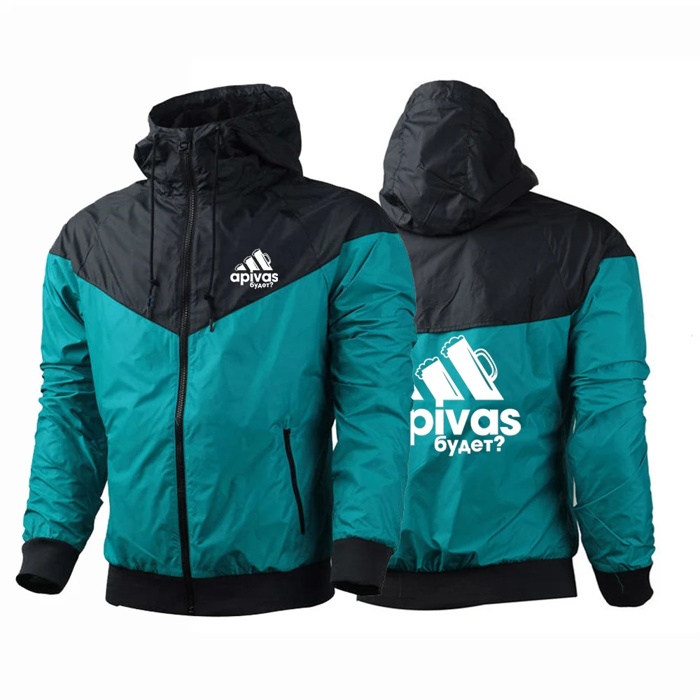 

Funny Russian Beer 2024 Men Spring And Autumn Five-Color Windbreaker Windproof Ordinary Zipper Color Matching Designe Coat