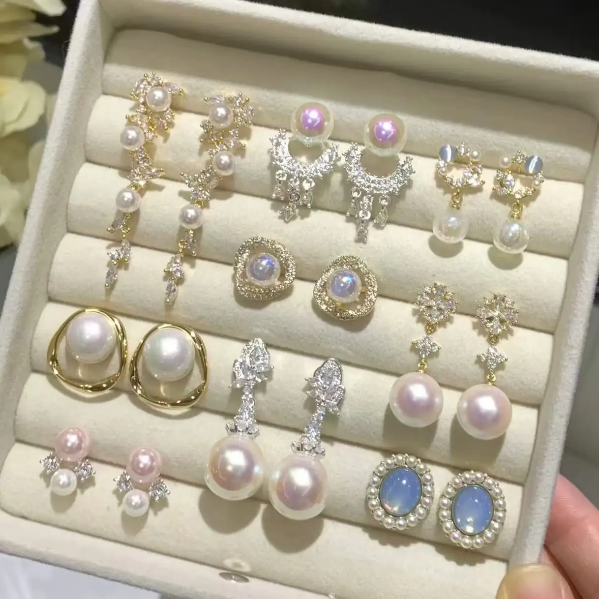 

Wide Variety of Imitation pearl zirconia sparkling silver stud earrings Elegant earrings Chic ear accessories Gifts for woman