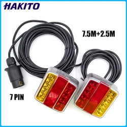 1 Set Rear Towing Tail Light 12V 10m 18 LED Trailer 7 Pin Universal Brake Stop Lamp License Number Plate Reflector Waterproof