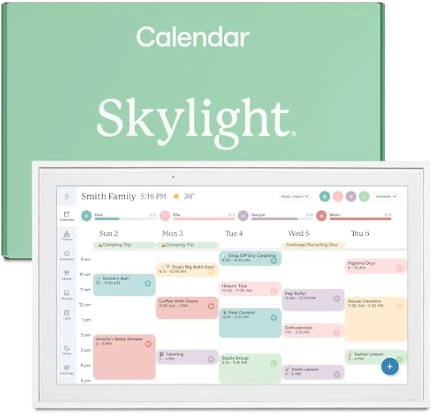 

Цифровая интерактивная доска Skylight 15 дюймов с сенсорным экраном для семейного расписания, настенная цифровая рамка