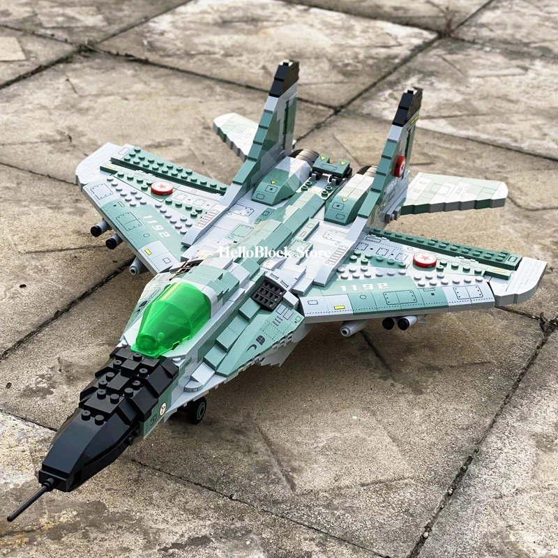 Military Series MIG-29 Fighter Building Blocks Bricks Fighter Plane 3D Modle Stealth Aircraft Toys For Children Christmas Gift