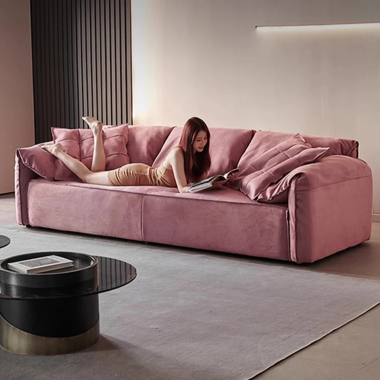 

Modern Minimalist High-End Living Room Sofa For Large And Small Flat Utility Furniture Comfy High Rebound Sponge Couch Pink Sofa