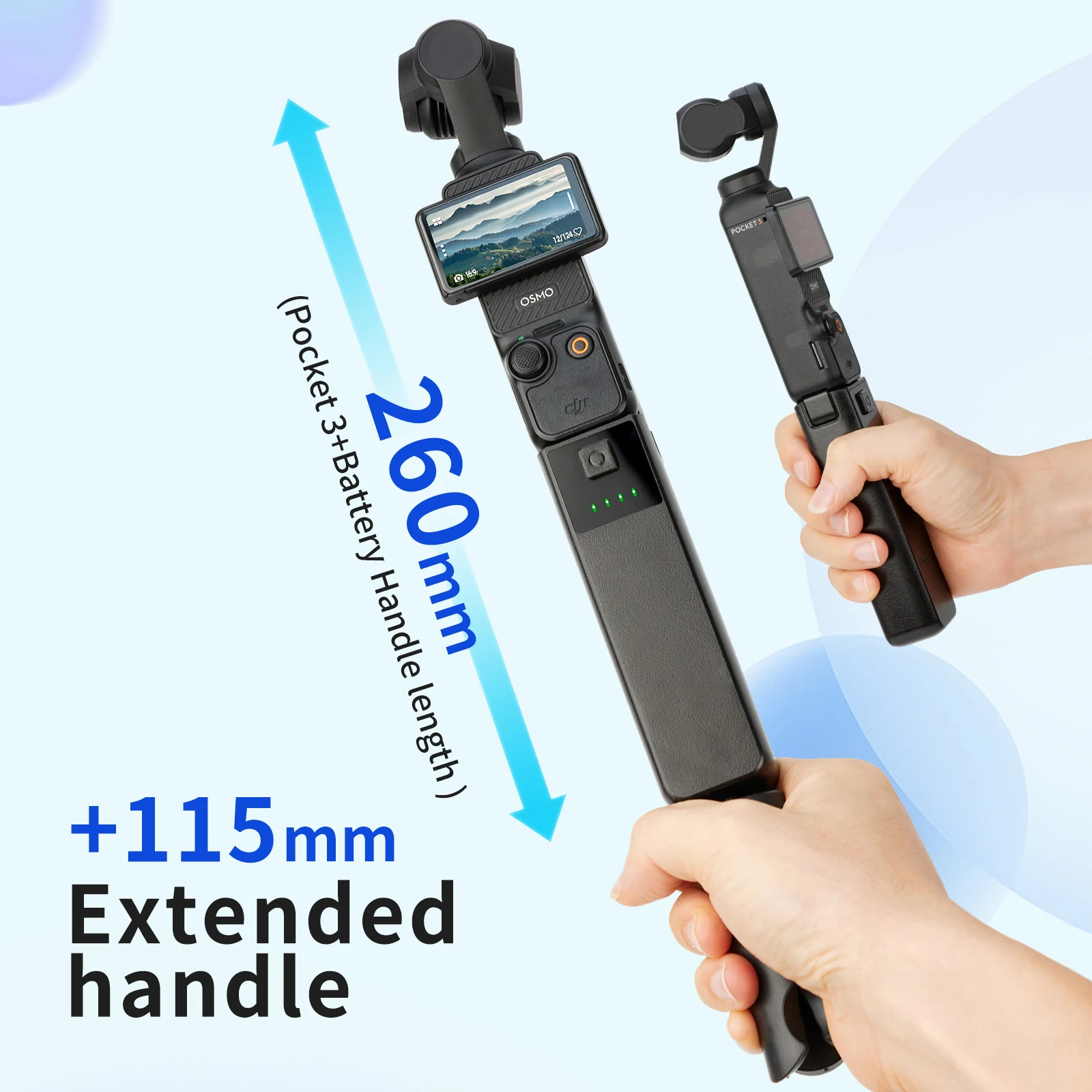مقبض بطارية عالي السعة لـ Osmo Pocket 3 بطارية إضافية مدمجة 4000 مللي أمبير في الساعة DJI Osmo Pocket 3 ملحقات بديلة أصلية