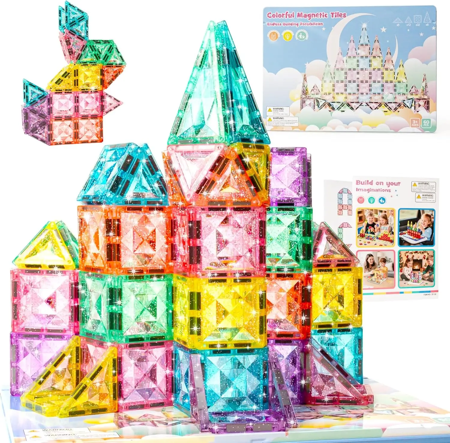 

Magnetic Tiles STEM Building Blocks Educational Toys for Kids Ages 2-9, Montessori Sensory Learning Games