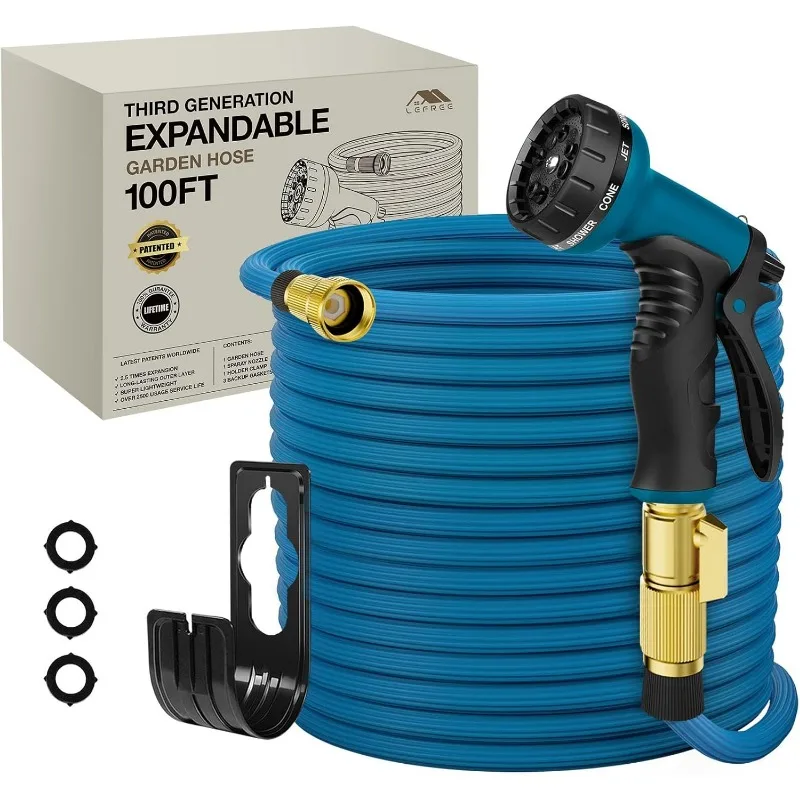 

Lefree Garden Hose, Expandable Garden Hose 100ft With Nozzle & Holder, Retractable Water Hose Lightweight No-Kink Leak-Proof for