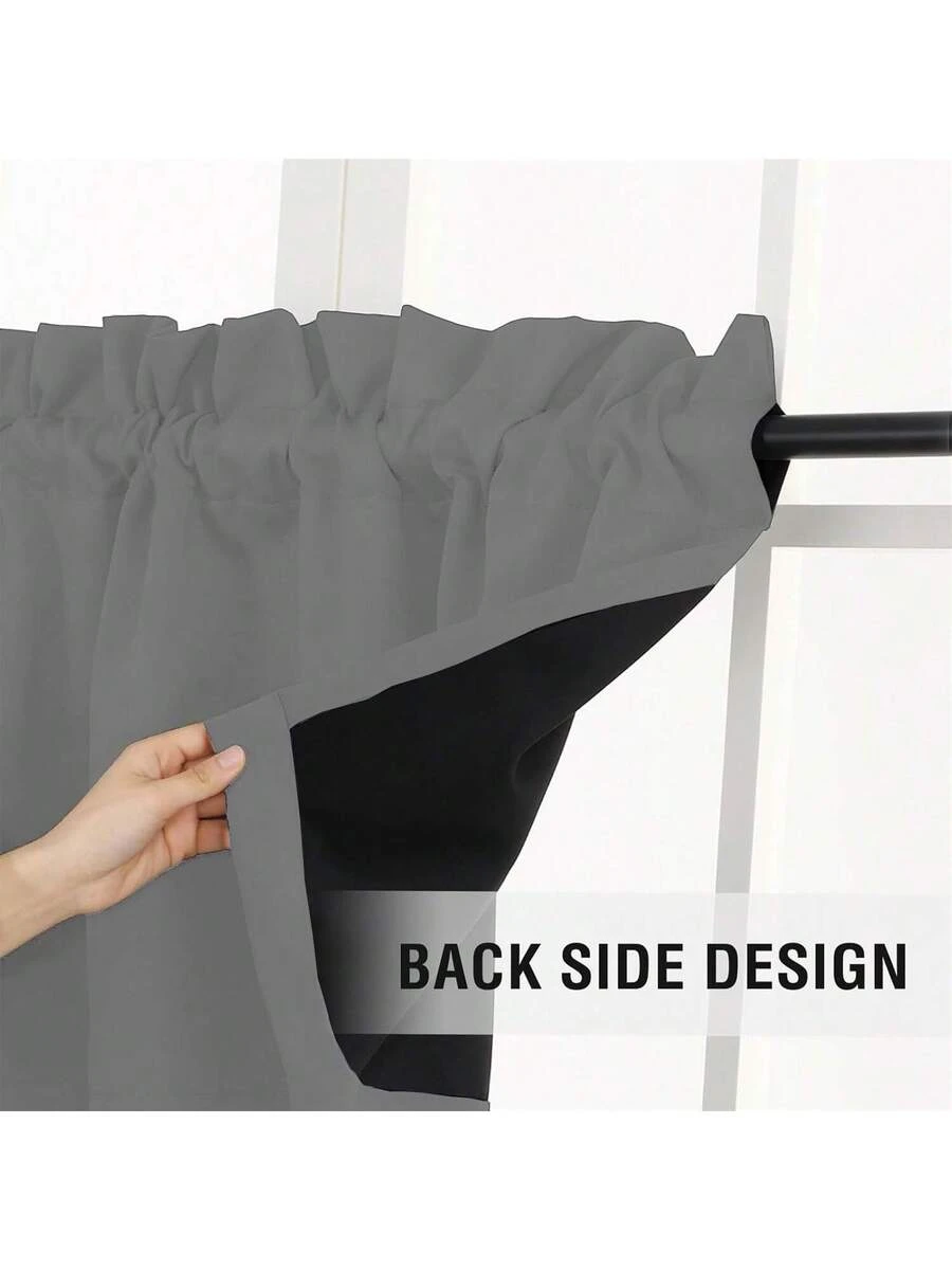 1pc Grey Solid Blackout Window Valance, Rod Pocket Short Curtain Valance, Light Blocking Window Topper for Kitchen Bathroom Smal