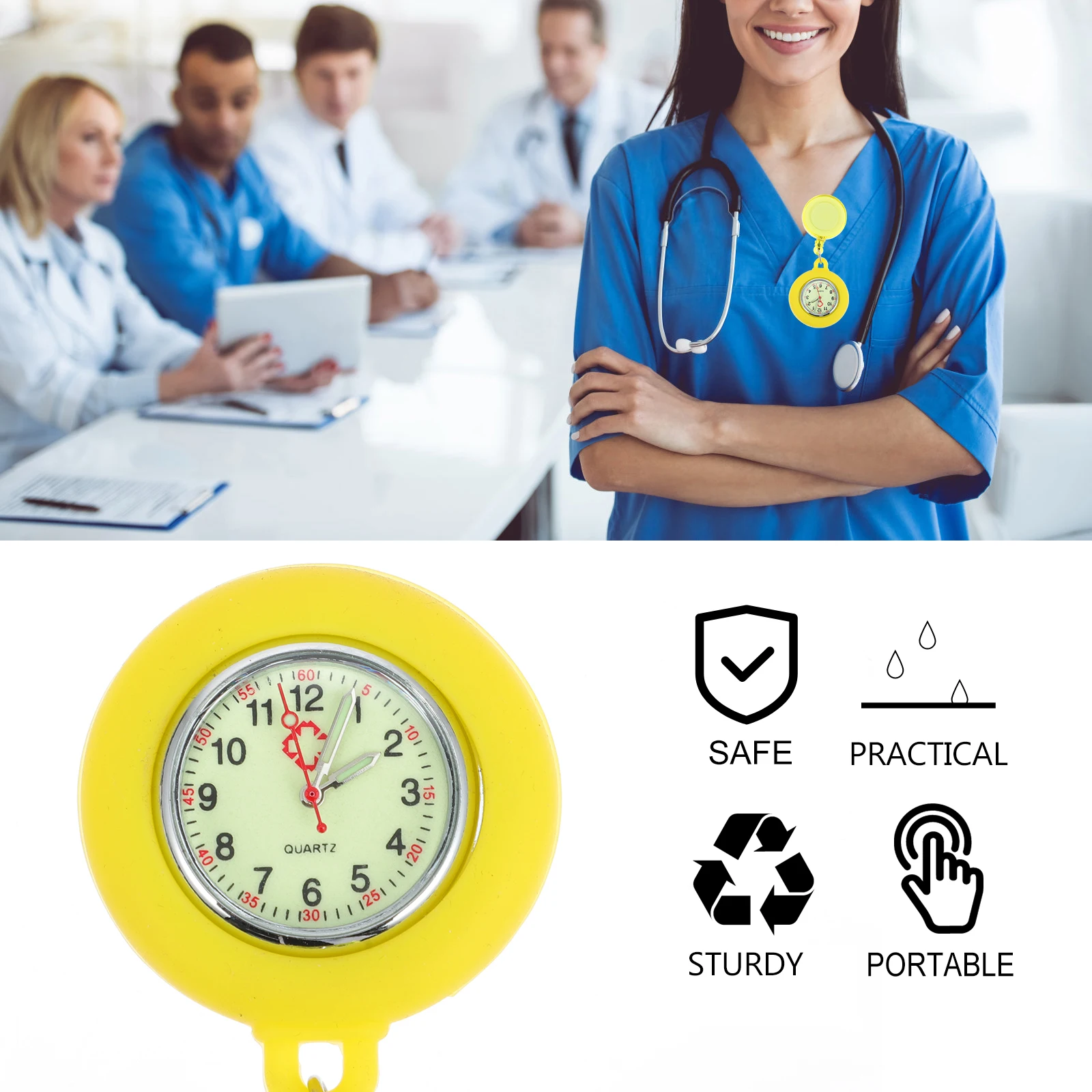

1Pc Portable Nurse Watch Retractable Nursing Pocket Watch Quartz Chest Fob Watch