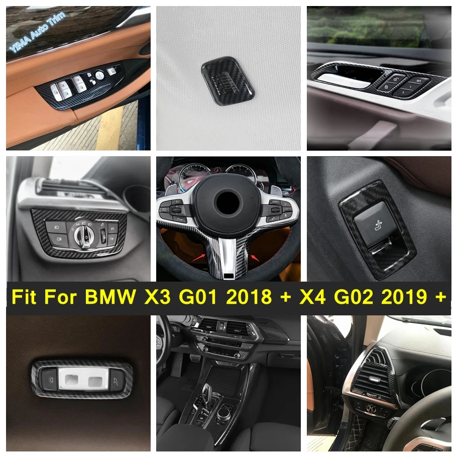 

Carbon Fiber Car Gearbox Panel / Reading Lights / Steering Wheel Button Accessories Cover Trim For BMW X3 G01 X4 G02 2019 - 2023