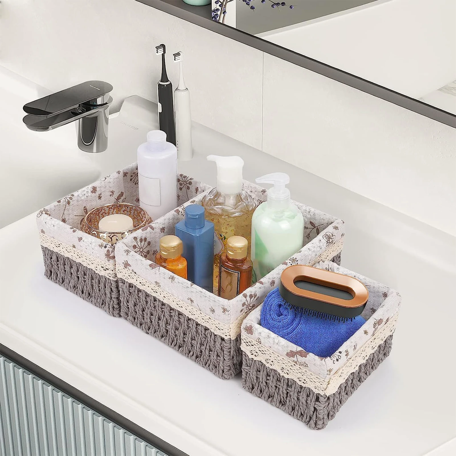 Caixa De Armazenamento De Palha Handwoven com Controle Remoto, Cesta De Vime, Frutas, Pão, Lanches Caixas, Organizador De Maquiagem, Recipiente De Armazenamento De Cozinha