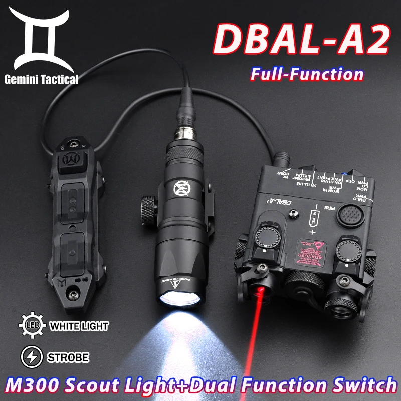 

WADSA Tactical DBAL A2 Red/Green /Blue IR Laser Surefir M300 M600 Flashlight White Light Strobe Lamp Dual Function Remote Switch
