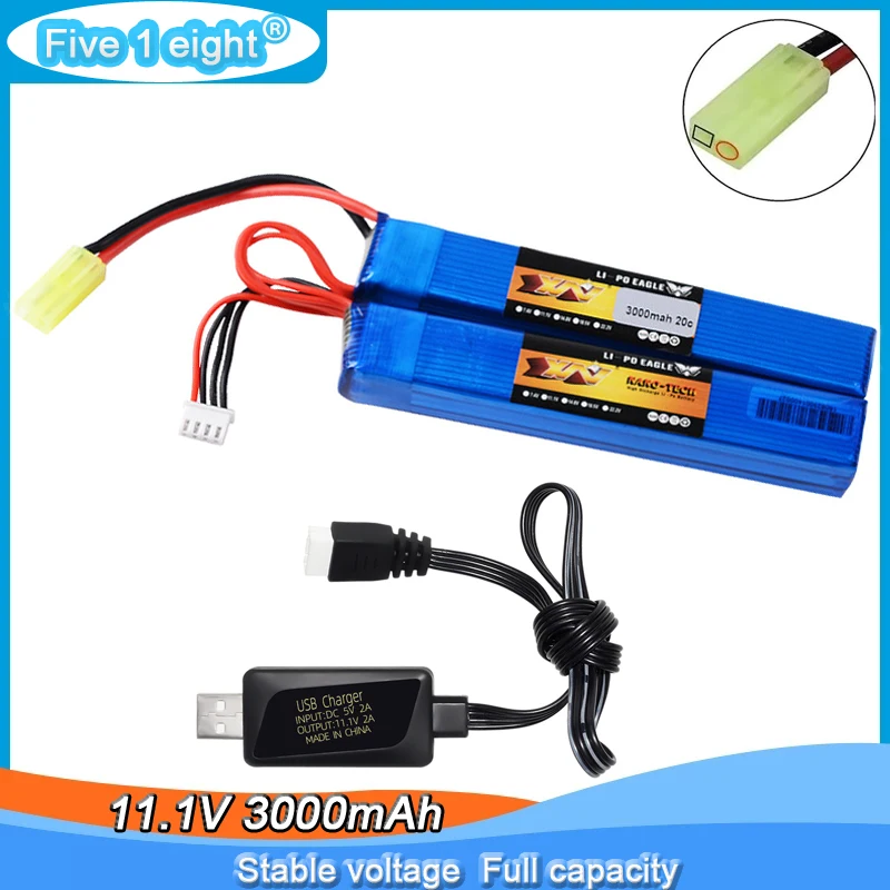 

11.1V 3000mAh 20C Lipo Battery With Small Tamiya SM Deans T Plug for Airsoft Gun Air Pistol Electric Water Gel Ball Guns