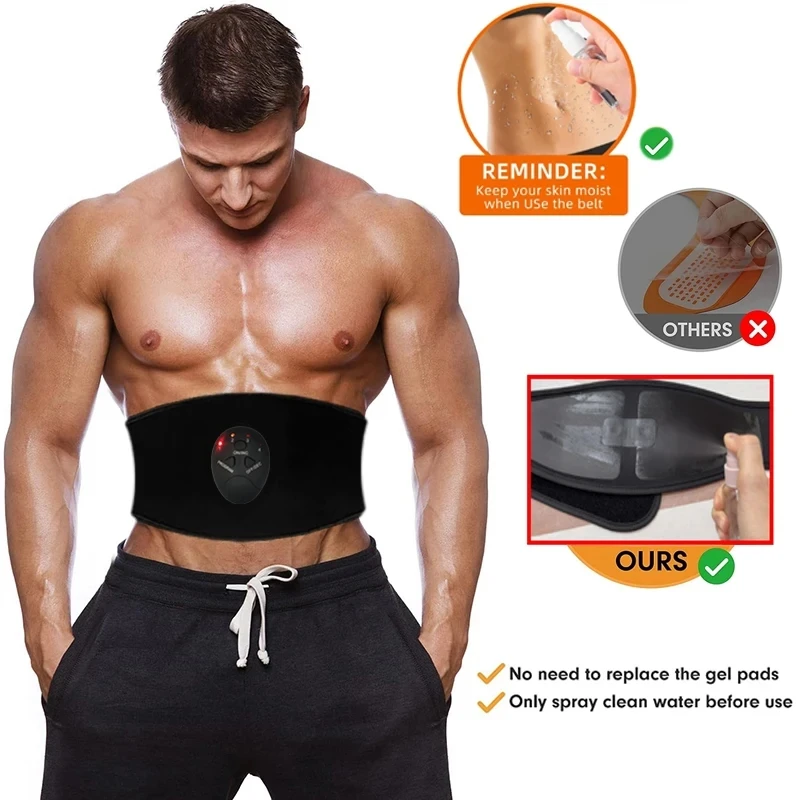 Muscle Stimulator EMS Abdominal Belt Trainer Abs Fitness Training Home Gym Weight Loss Body Slimming Belly Training Massage