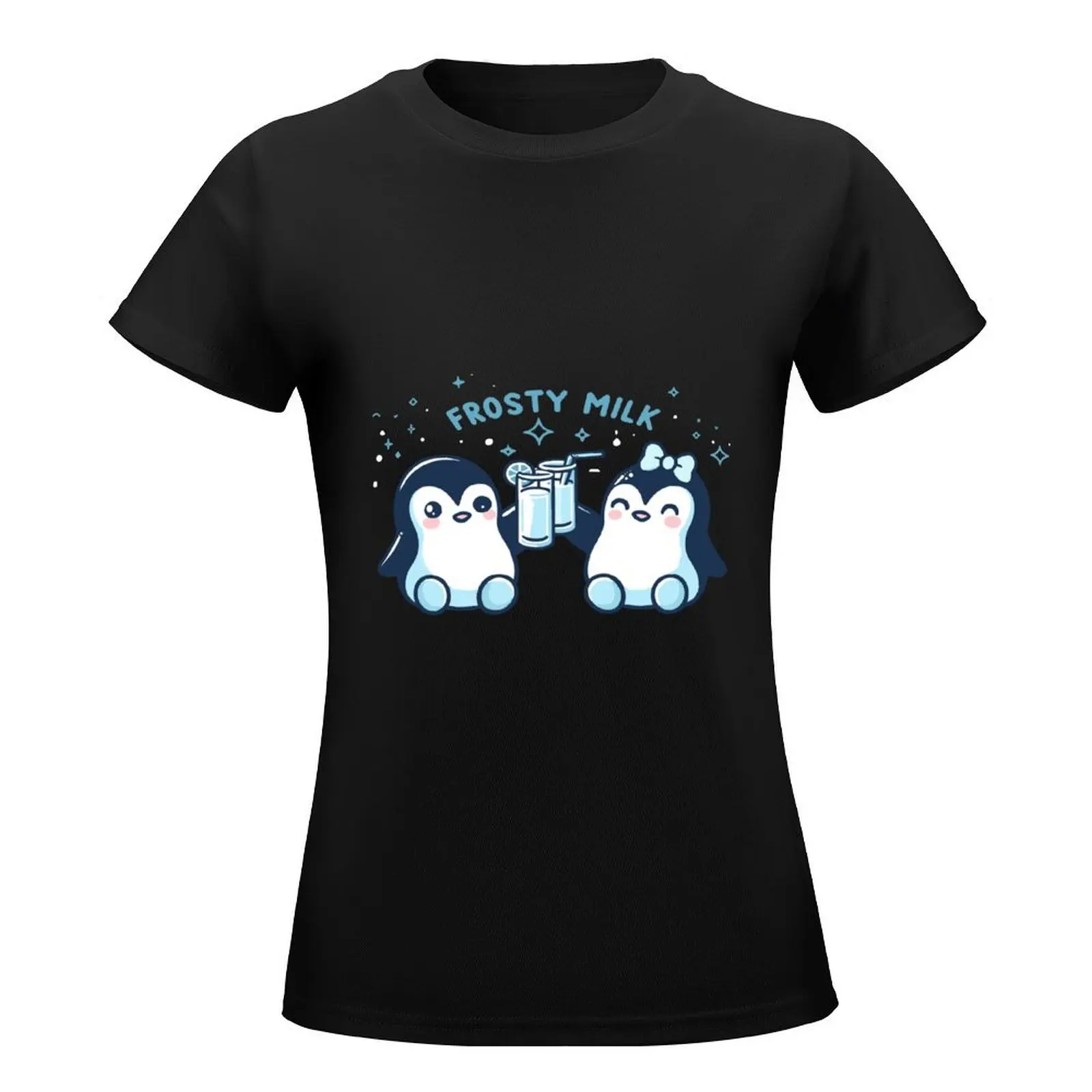 Cute Penguins Frosty Milk T-Shirt anime clothes female funnys anime Women clothing