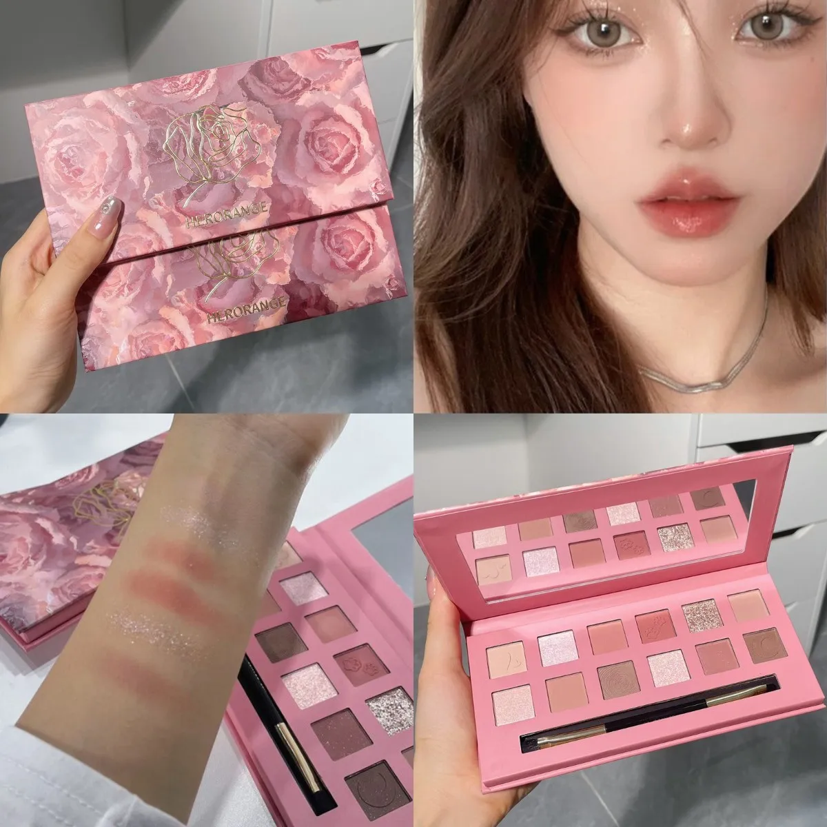 12 colori rosa ombretto tavolozza opaco lucido evidenziatore trucco di lunga durata coreano affascinante ombretto tavolozza trucco cosmetico