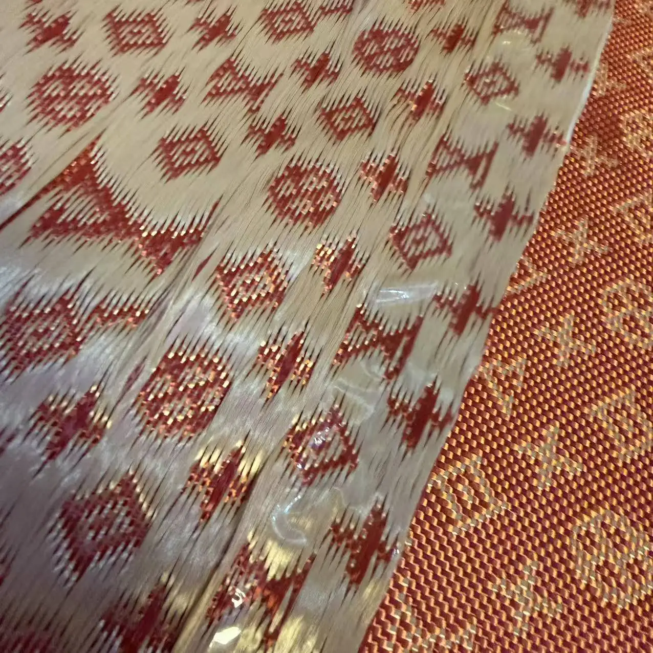 

240gsm real Red Kevlar jacquard fabric cloth fabric geometric pattern 1m/40" wide a slice 100cm*50cm