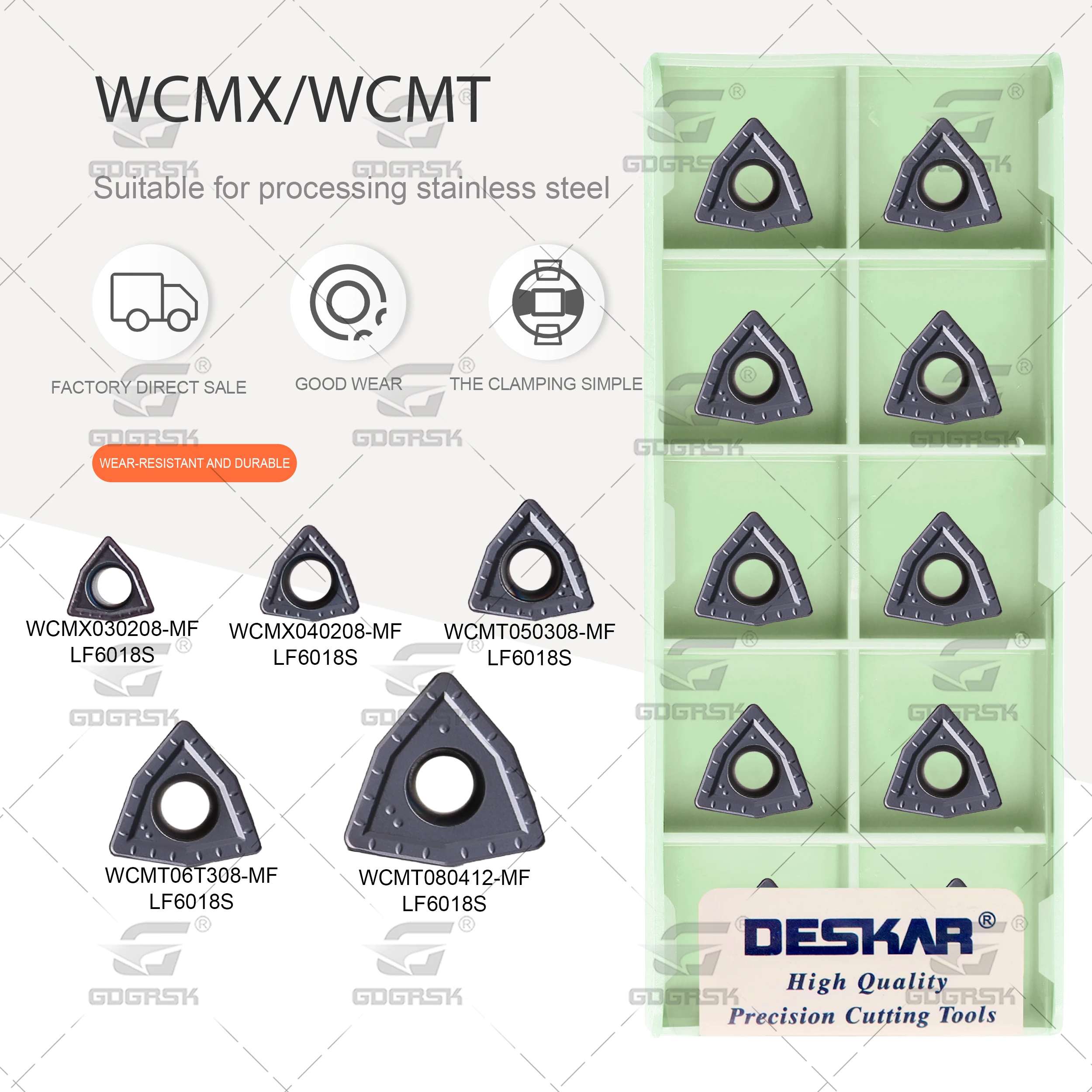 Deskar-u Broca Cnc Torno Lâminas Carboneto Insere Processins Wcmx030208 Wcmx050308 06t308 080412 mf Lf6018s Aço Inoxidável